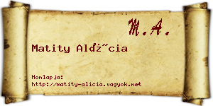 Matity Alícia névjegykártya